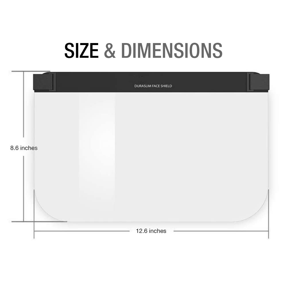 Purity Protective Safety Face Shields for Adult Size ( Pack of 6 ) Full PET Transparent Material with Built-in Slide Adjuster Elastic Strap Band