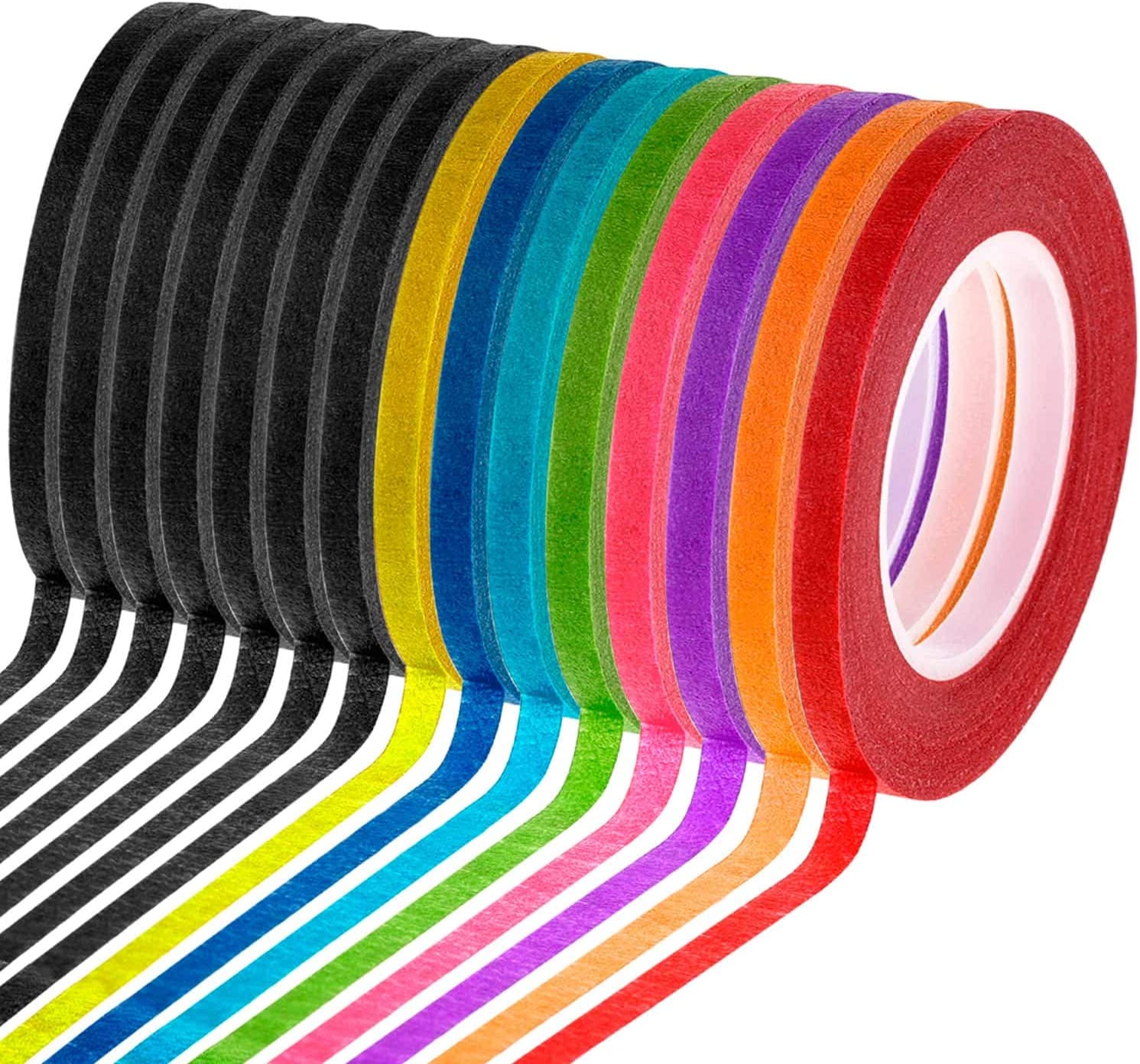 Cridoz 15 Rolls 1/8 Whiteboard Thin Tape Pinstripe Art Tape Dry Erase Board Grid Tape Lines Pinstriping Electrical Marking Tape, Assorted Colors