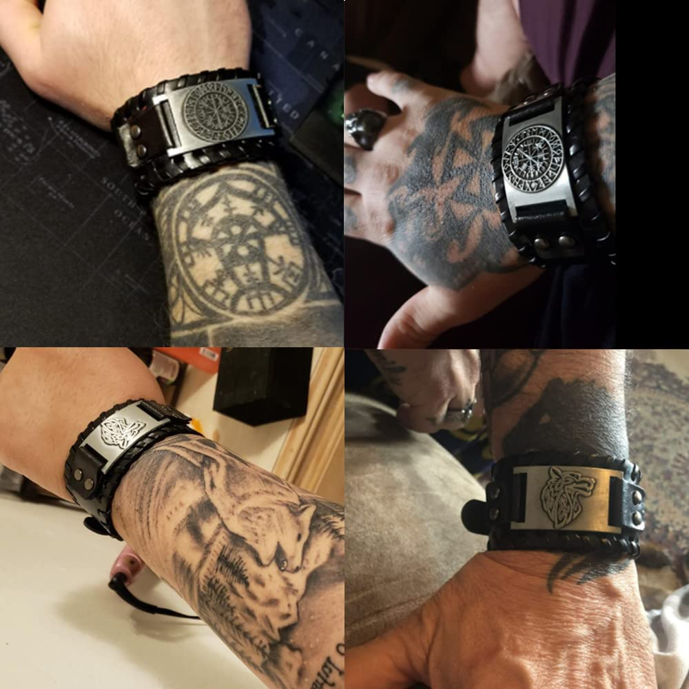 TURTLEDOVE Viking Bracelet Wolf Fenrir - Vintage Nordic Scandinavian Talisman - Gothic Bracelet for Celtic Pagan