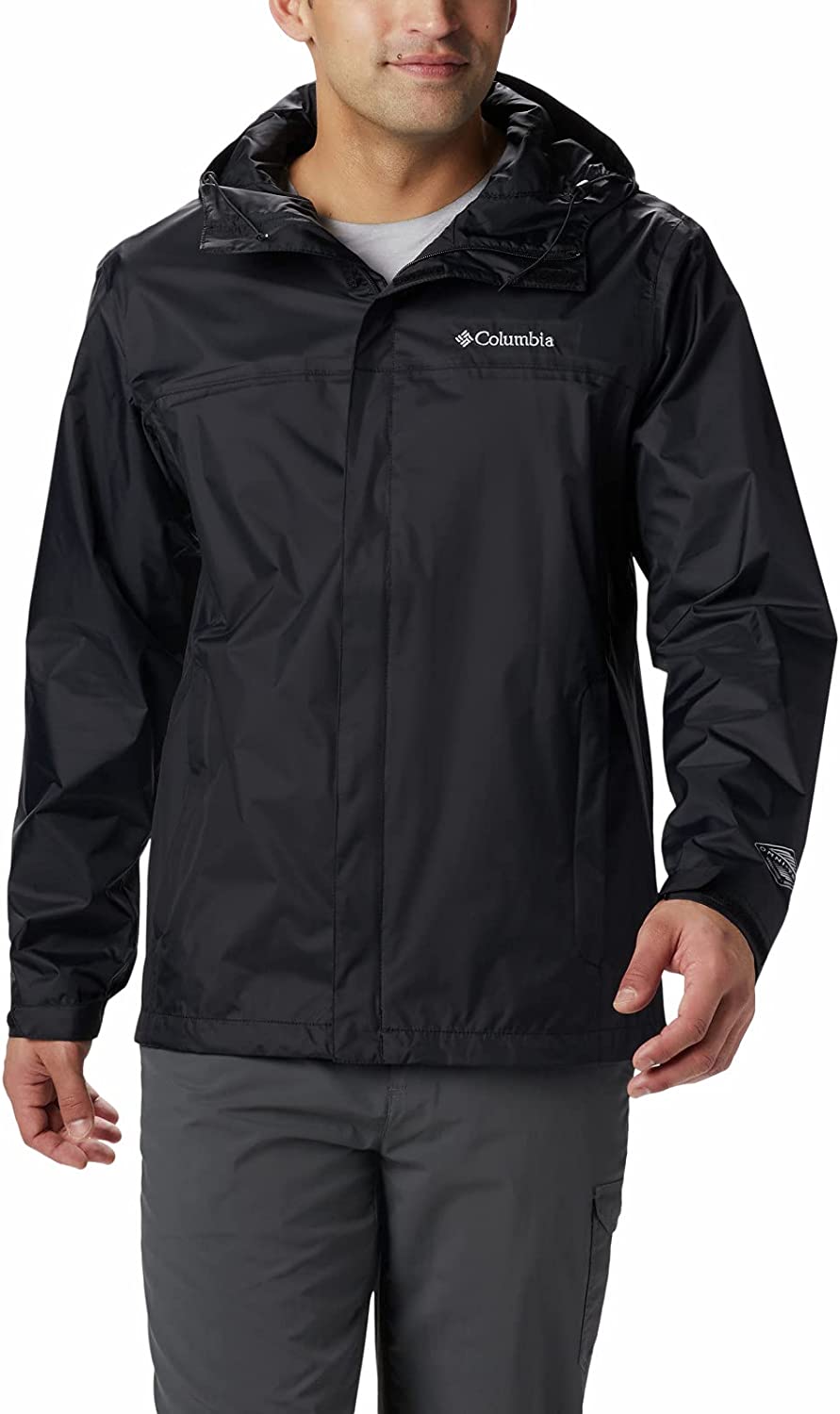 Columbia Men's Watertight II Front-Zip Hooded Rain Jacket, Black, Medium