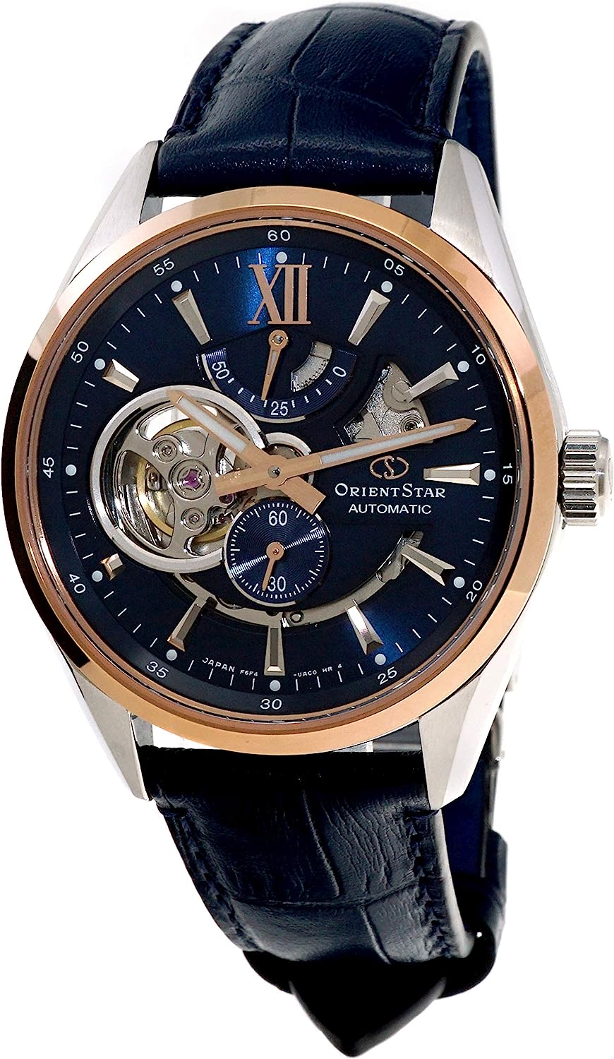 Orient Star Limited Edition Semi Skeleton Blue Dial Rose Gold Sapphire Glass Automatic Watch RE-AV0111L