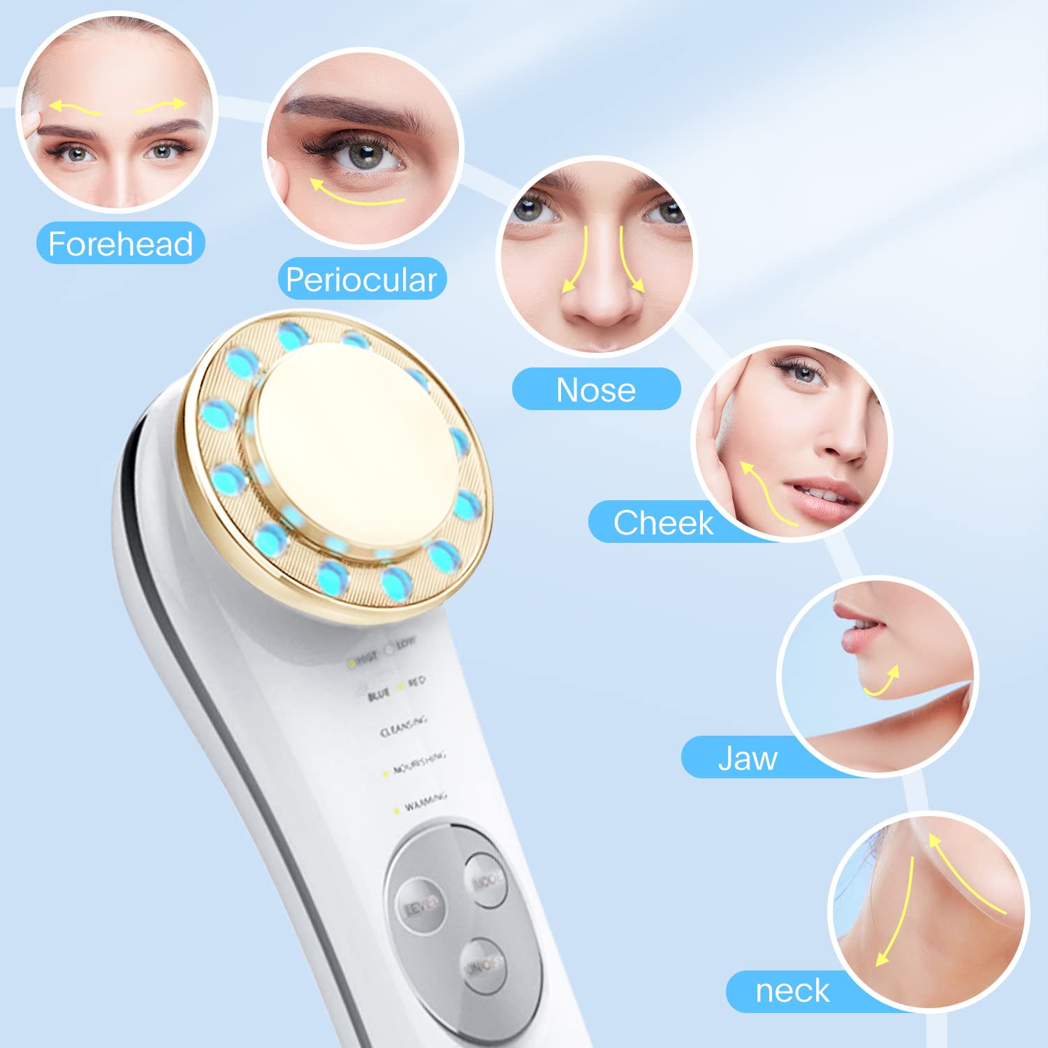 Galvanic Facial Machine Face Massager 7 in 1 Skin Care Tools High Frequency Facial Machine