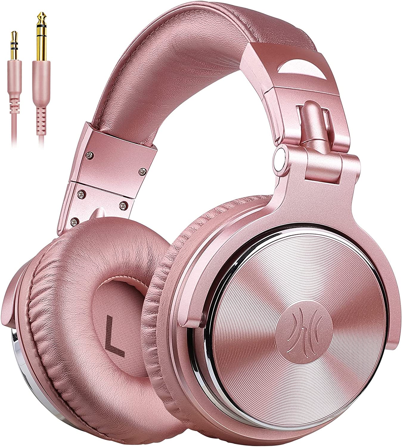 OneOdio Over Ear Headphones for Women and Girls, Wired Bass Stereo Sound Headsets with Share Port and 50mm Driver Rose Gold Headsets with Mic for PC Phone Laptop Guitar Piano Mp3/4 Tablet (Pink)