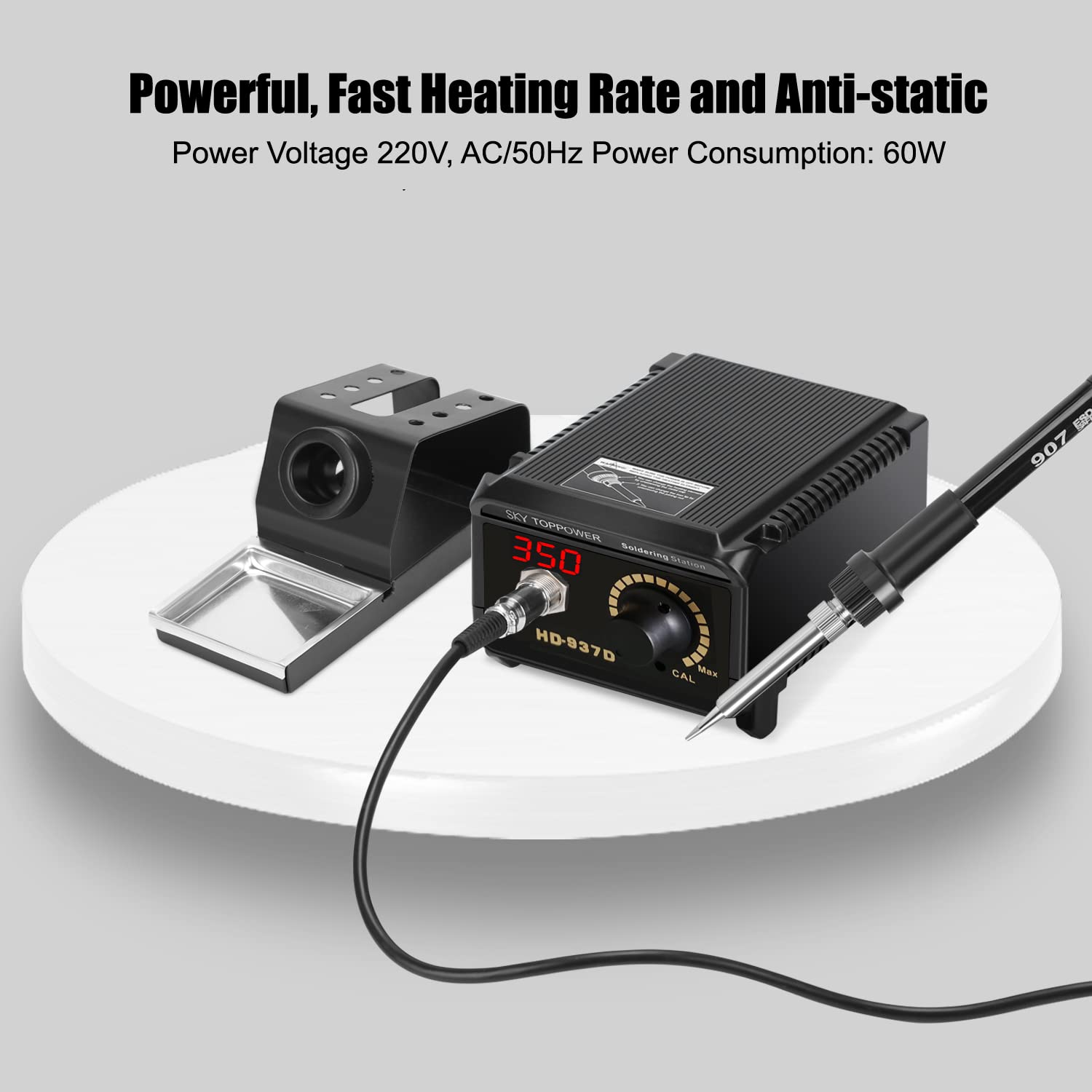 60W Digital Soldering Iron Station Kit，Anti-Static Solder Station，ESD Safe, with °C/°F Display ，DIY Tools