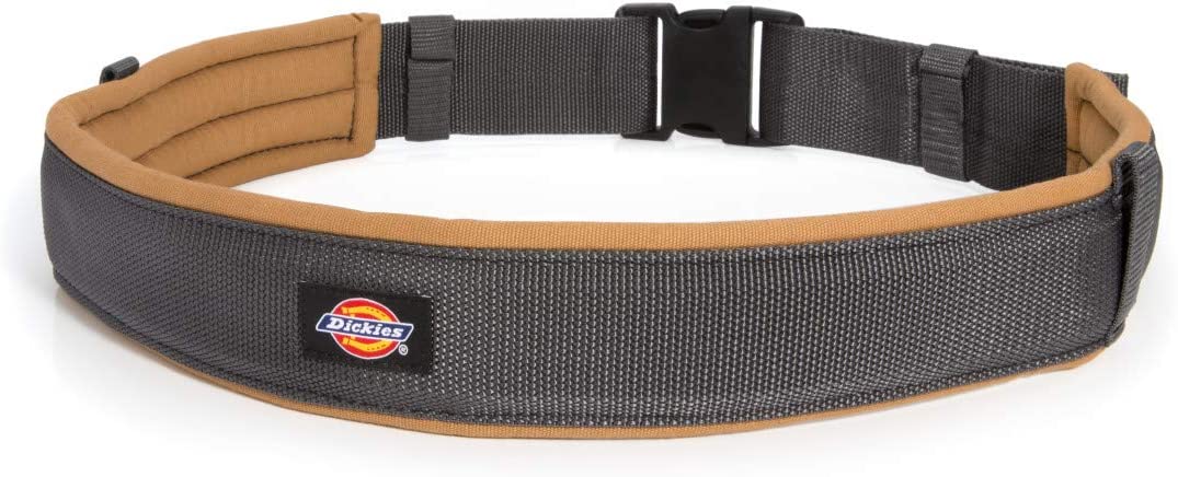 Dickies Heavy-Duty Padded Work Belt for Contractors, Quick-Release Buckle, Adjustable, 3-Inch Width, Holds Most Tool Belt Pouches, Grey/Tan