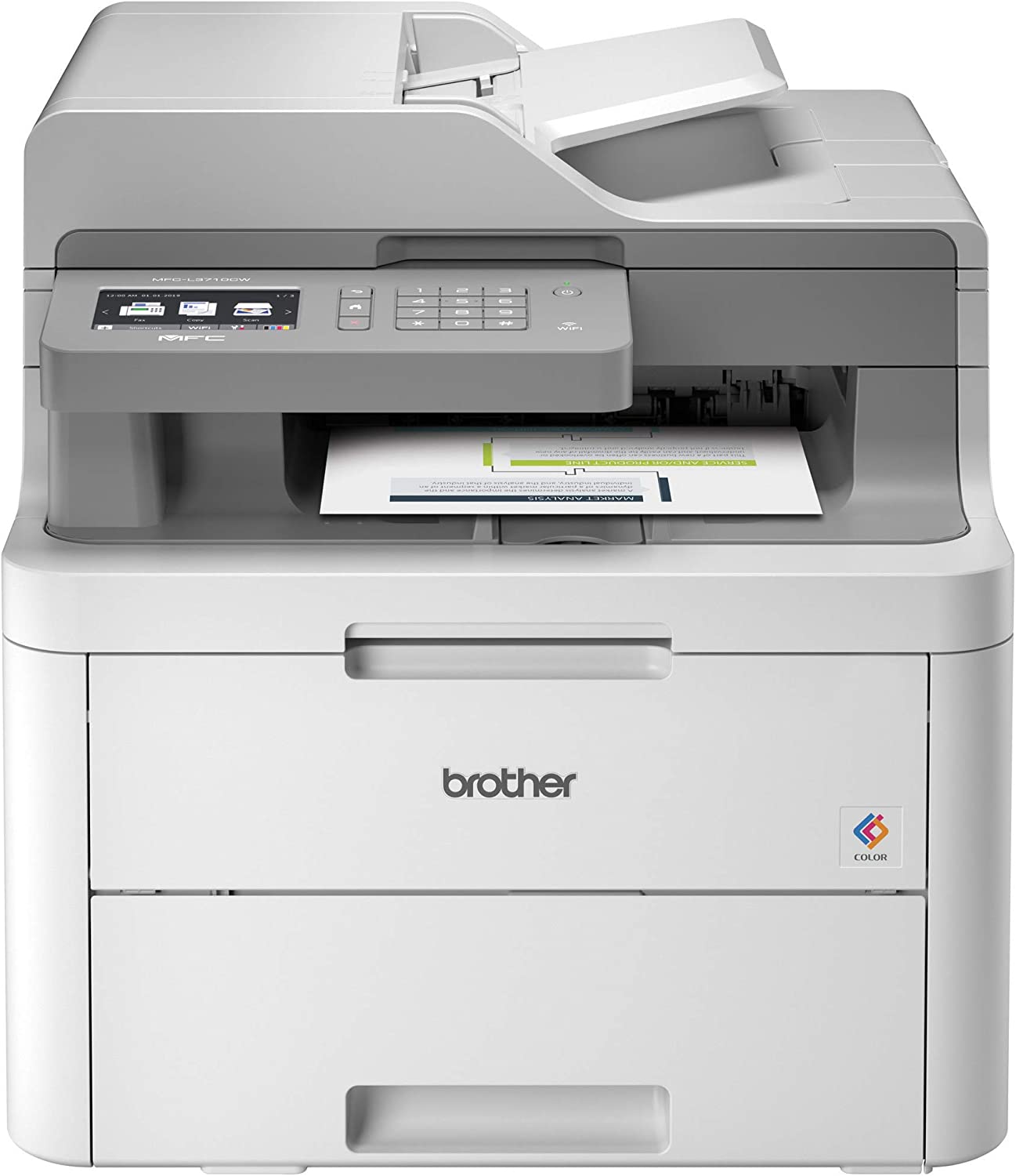 Brother MFC-L3710CW Compact Digital Color All-in-One Printer Providing Laser Printer Quality Results with Wireless, Amazon Dash Replenishment Ready, White
