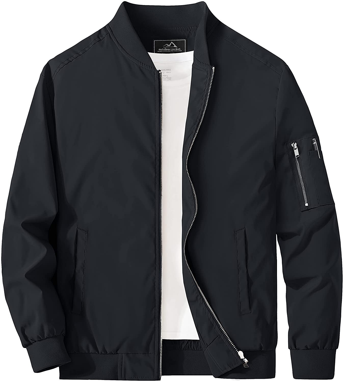 MAGCOMSEN Men's Jacket Lightweight Windbreaker Bomber Jacket Windproof Casual Jacket Zip Up Coats Outwear with 5 Pockets