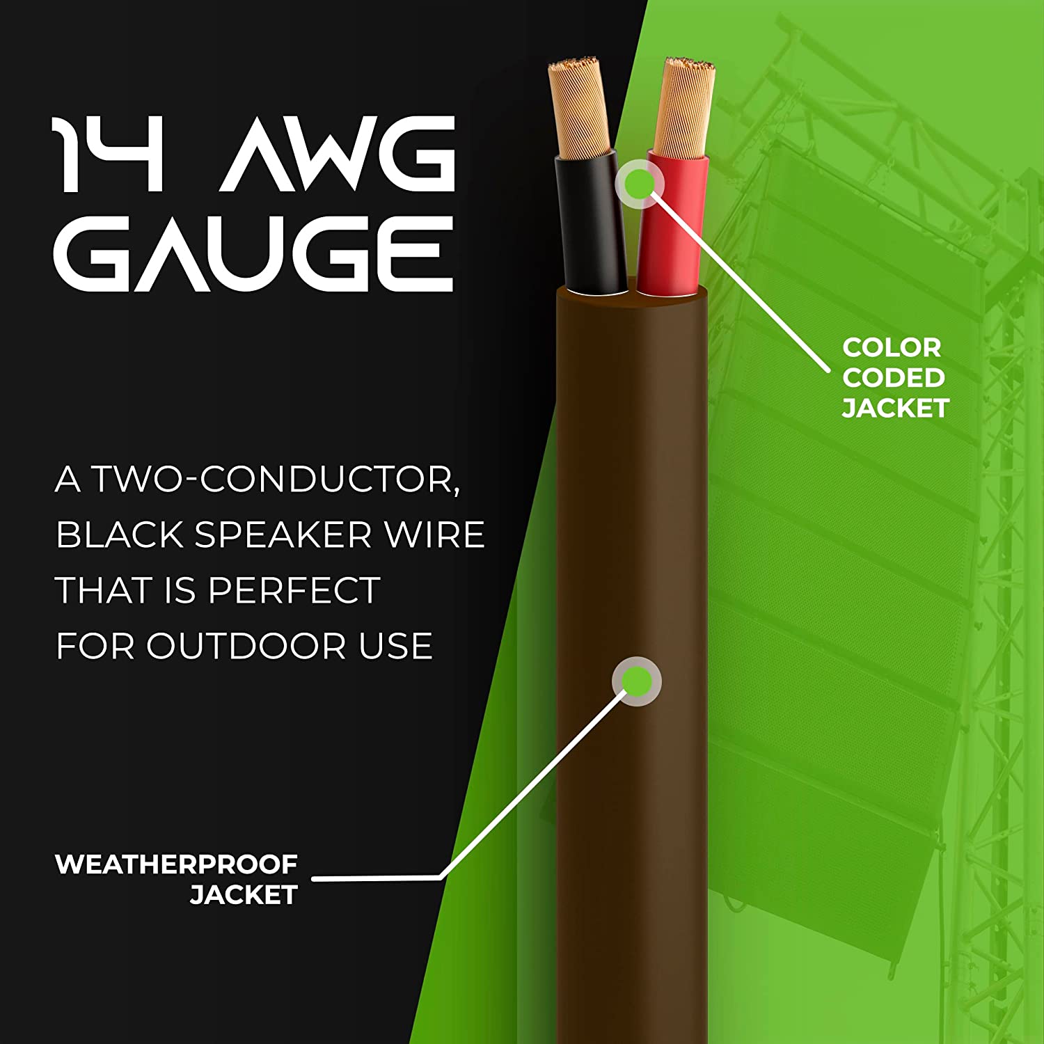 GearIT 14/2 Speaker Wire (250 Feet) 14AWG Gauge, Brown 2-Conductors/Outdoor Direct Burial in Ground/in Wall / CL3 CL2 Rated - OFC Oxygen-Free Copper, Brown 250ft