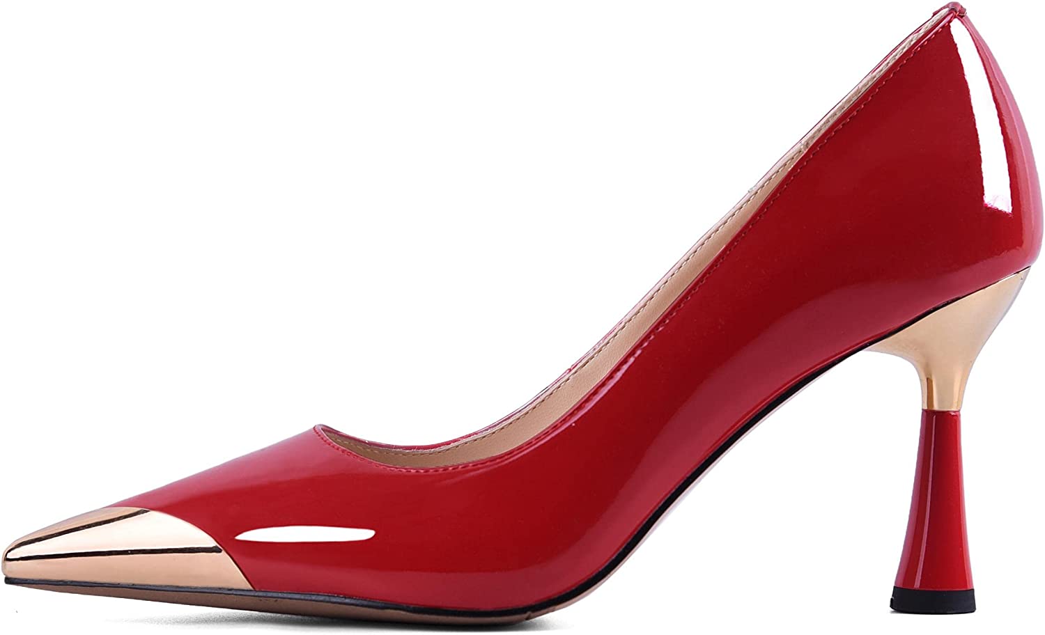 Kiafuo Fashion Dress High Heels for Women Metal Pointed Party Dress Wedding Pumps Slip-On Sexy Street Ladies Stilettos