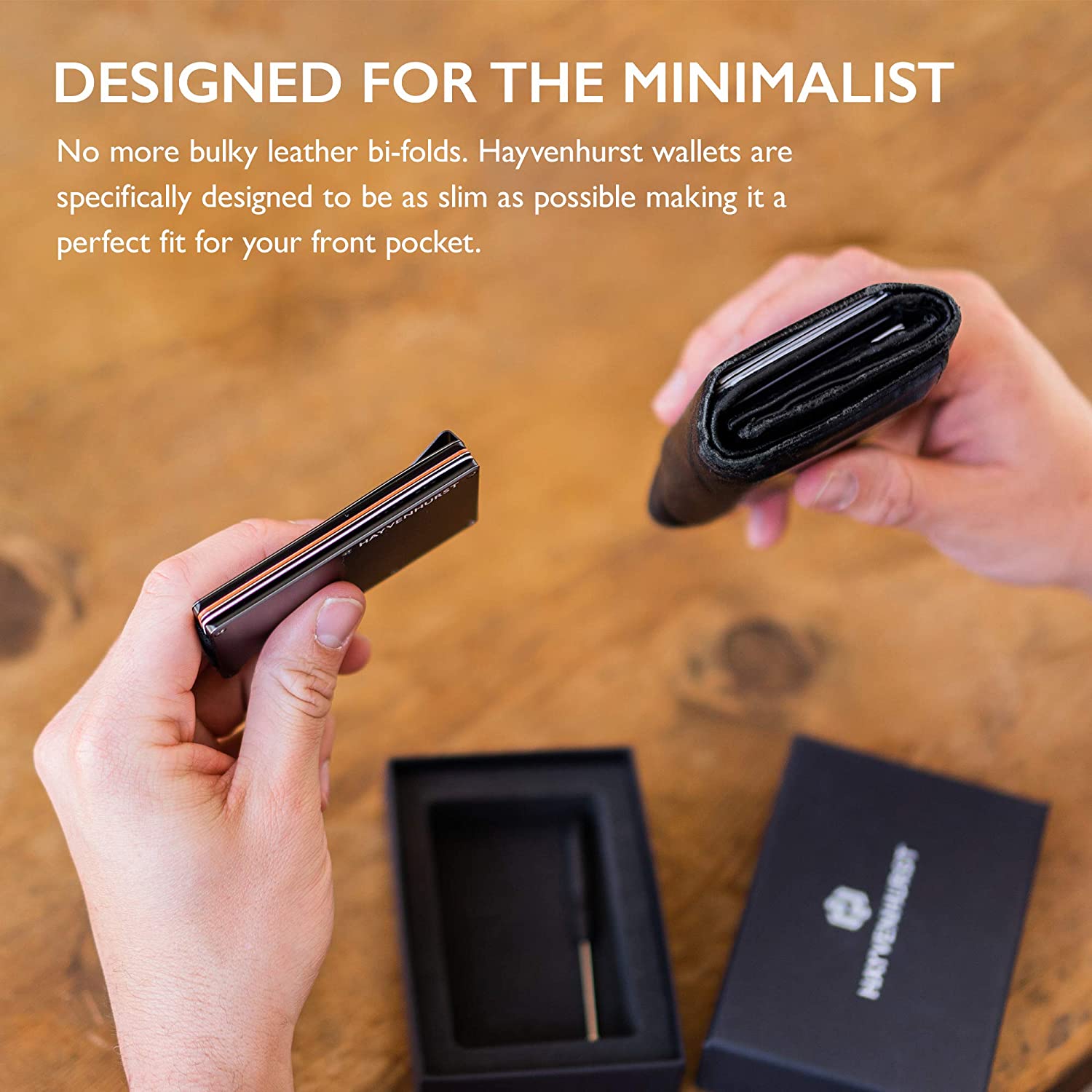 Hayvenhurst Slim Wallet For Men - Front Pocket RFID Blocking Minimalist Wallet For Men - Metal Wallet With Money Clip For Men (Carbon Fiber) Brand: Hayvenhurst