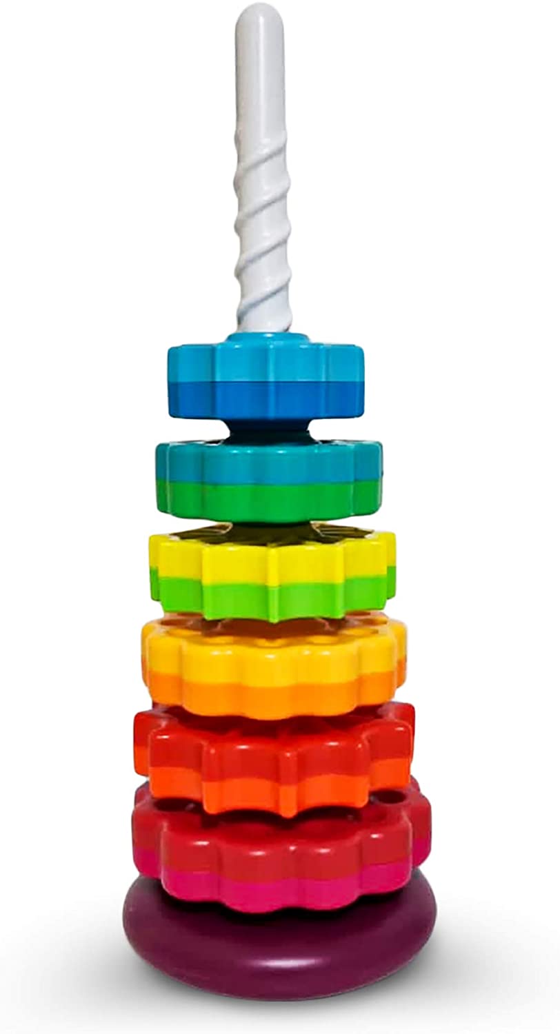 ODELA Spinning Toy – Premium Stacking Toy for Kids - One Year Old Stacking Toys – Strong ABS Plastic – Rainbow Spinning Wheel Toy – Fun and Engaging Brain Development Toys for Kids
