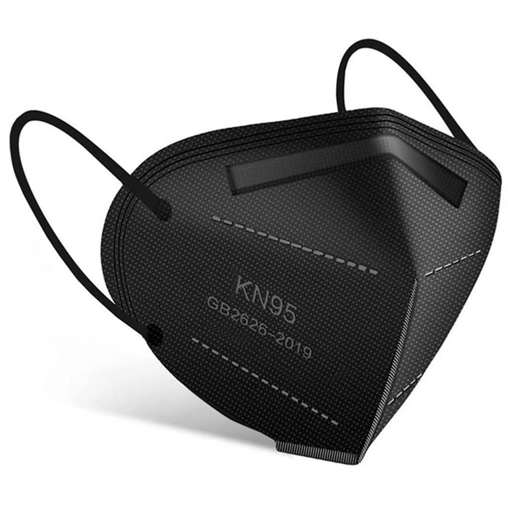 Wanwane Black KN95 Mask 20PCS Cup Dust Safety Face Masks Breathable 5 Layer with Elastic Ear Loop and Nose Bridge Clip for Adult Men & Women