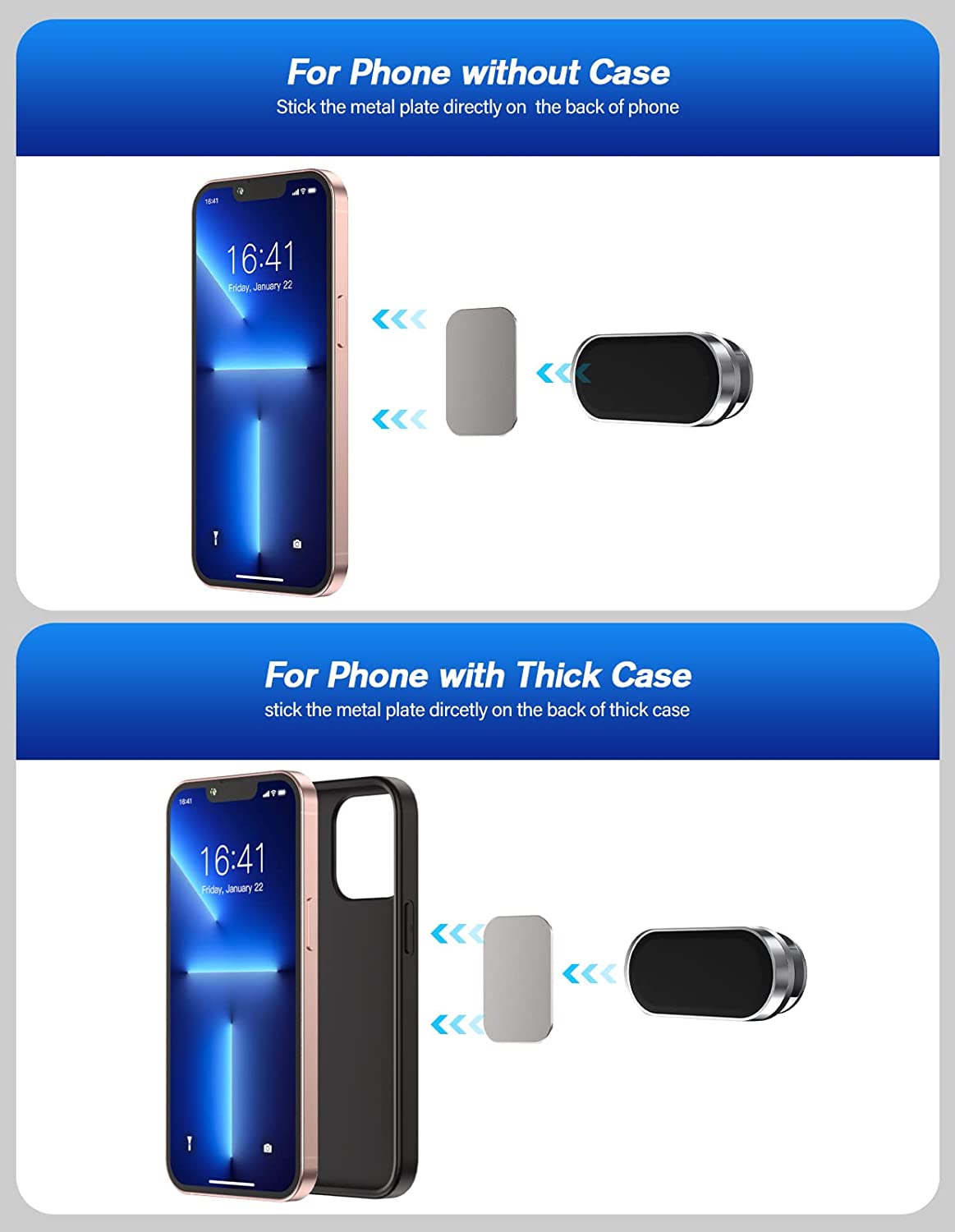 NIYEVN [2 Pack] Magnetic Phone Holder for Car[Upgrade Magnet] Phone Mount for Car，Car Phone Holder Mount 360 Adjustable， Dashboard Car Mount Fits Samsung iPhone etc All Smartphones (Silver)