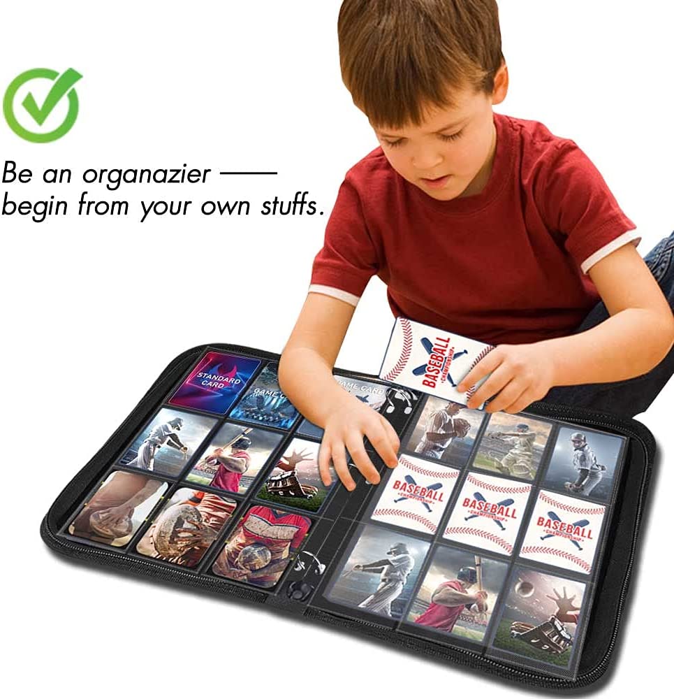 900 Pockets Trading Card Binder Sleeves, Baseball Card Sleeves Fit for Standard Size Sport Cards, Baseball Card Holder for 3 Ring Binder