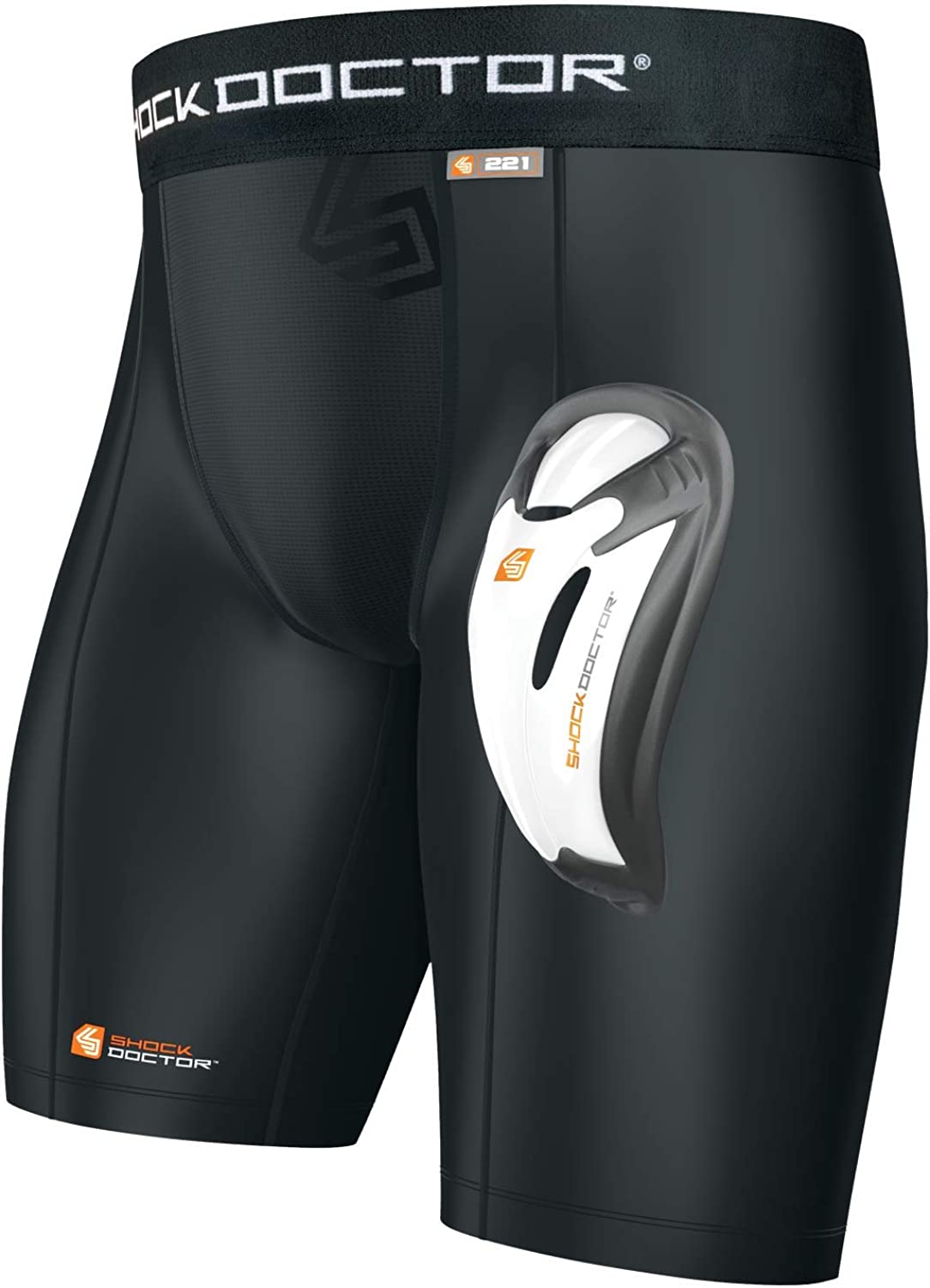 Shock Doctor Compression Shorts with Protective Bio-Flex Cup, Moisture Wicking Vented Protection, Youth & Adult Sizes