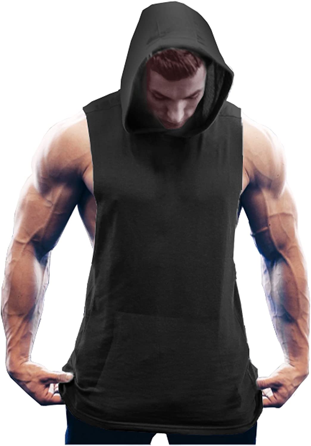 COOFANDY Men's Workout Hooded Tank Tops Bodybuilding Muscle Cut Off T Shirt Sleeveless Gym Hoodies