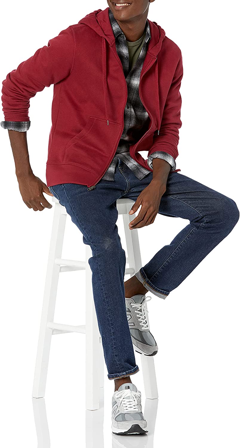 Amazon Essentials Men's Full-Zip Hooded Fleece Sweatshirt (Available in Big & Tall)