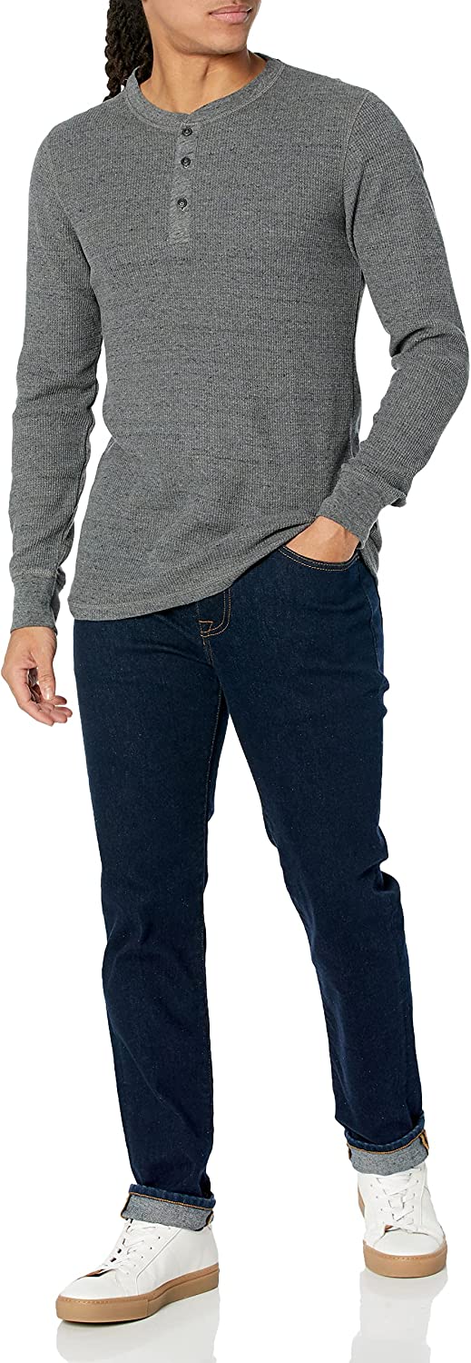 Amazon Essentials Men's Slim-Fit Long-Sleeve Waffle Henley Shirt