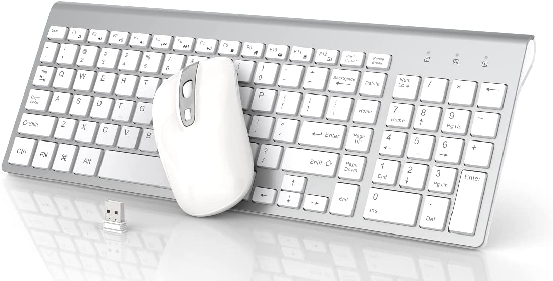 Wireless Keyboard and Mouse Combo, RaceGT 2.4G 102 Keys Typewriter Keyboard Wireless with Silent Mouse, Splash-Proof Design Compatible with PC, Windows, Laptop(Cyan)