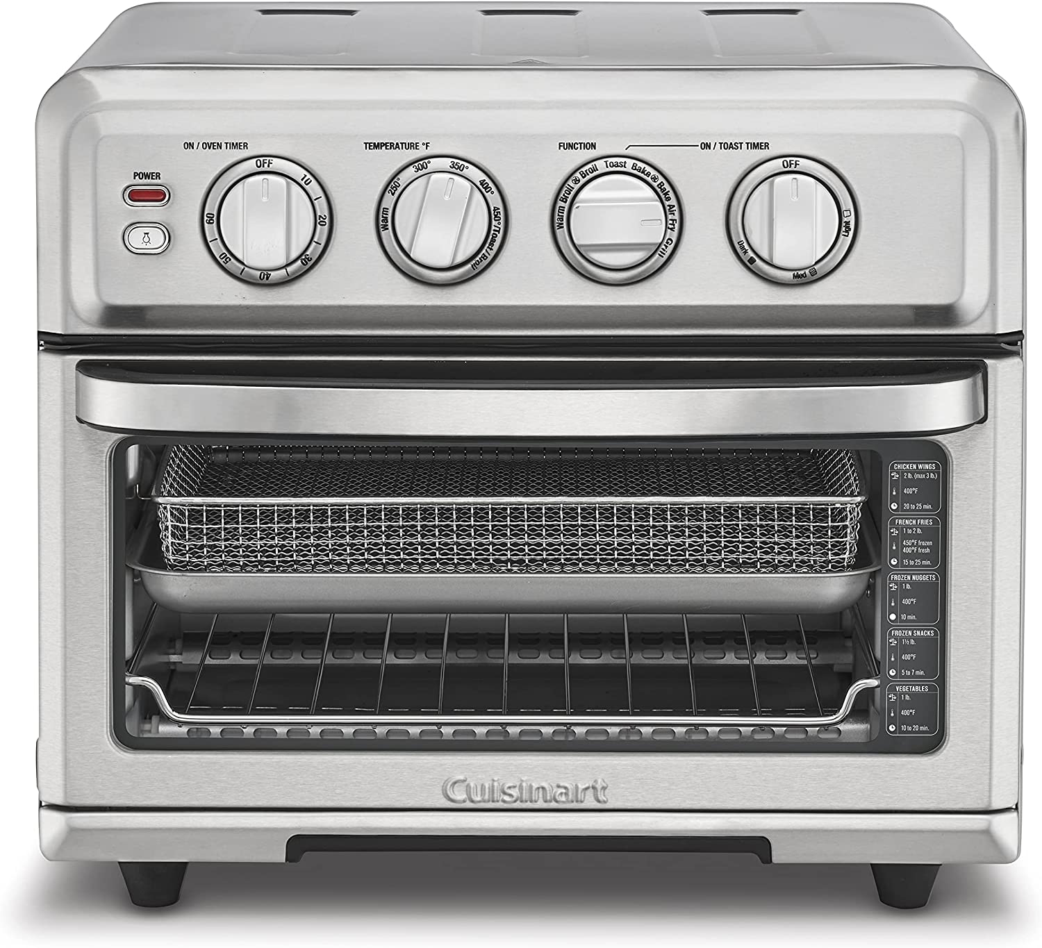 Cuisinart Air Fryer + Convection Toaster Oven, 8-1 Oven with Bake, Grill, Broil & Warm Options, Stainless Steel, TOA-70