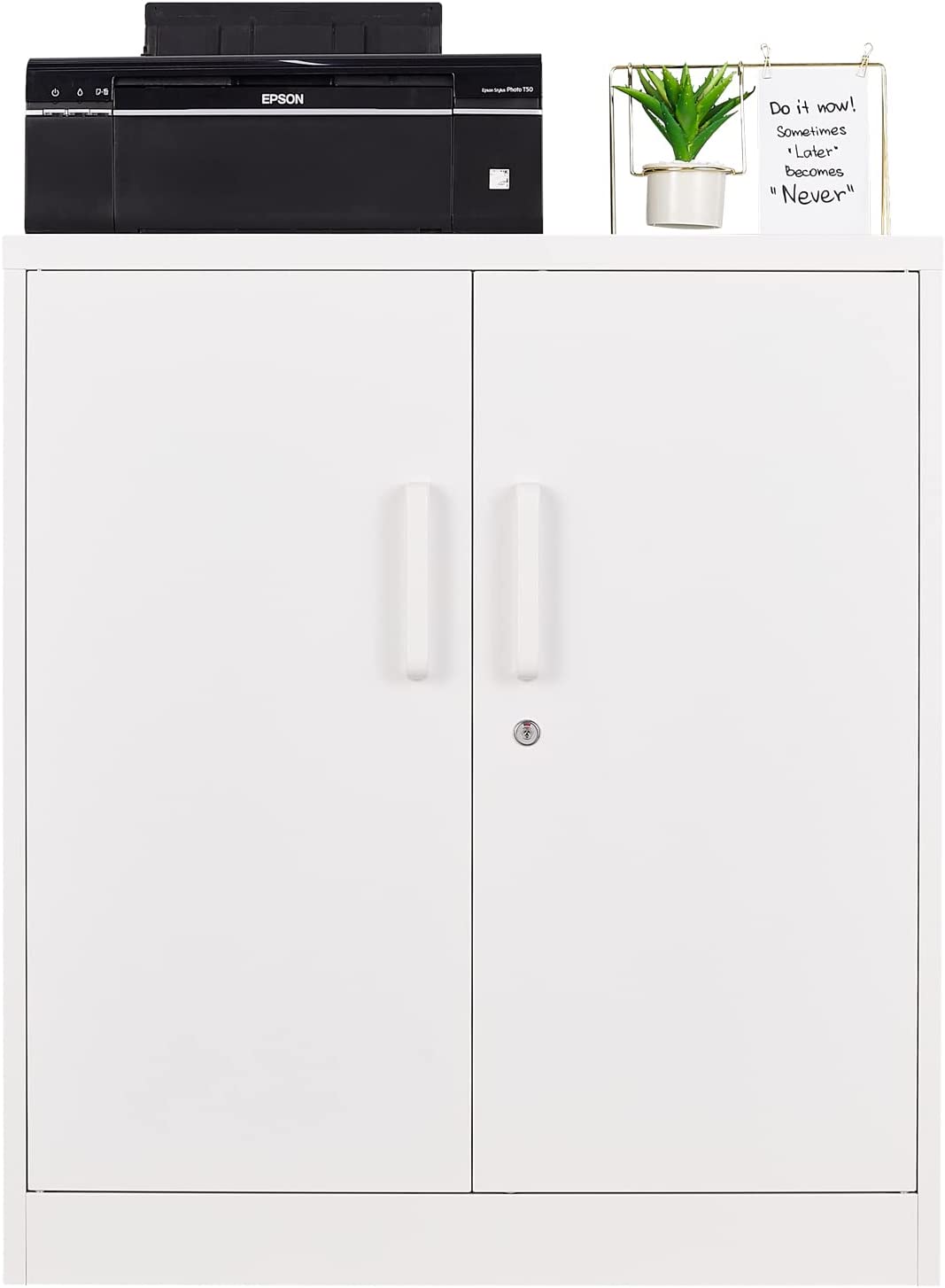 SISESOL Steel Storage Cabinet Office Cabinet with Shelves and 2 Doors Metal Storage Cabinet Locking Steel Storage Cabinet Locker Steel Counter Cabinet Locking Cabinet for Garage Home Office Pantry