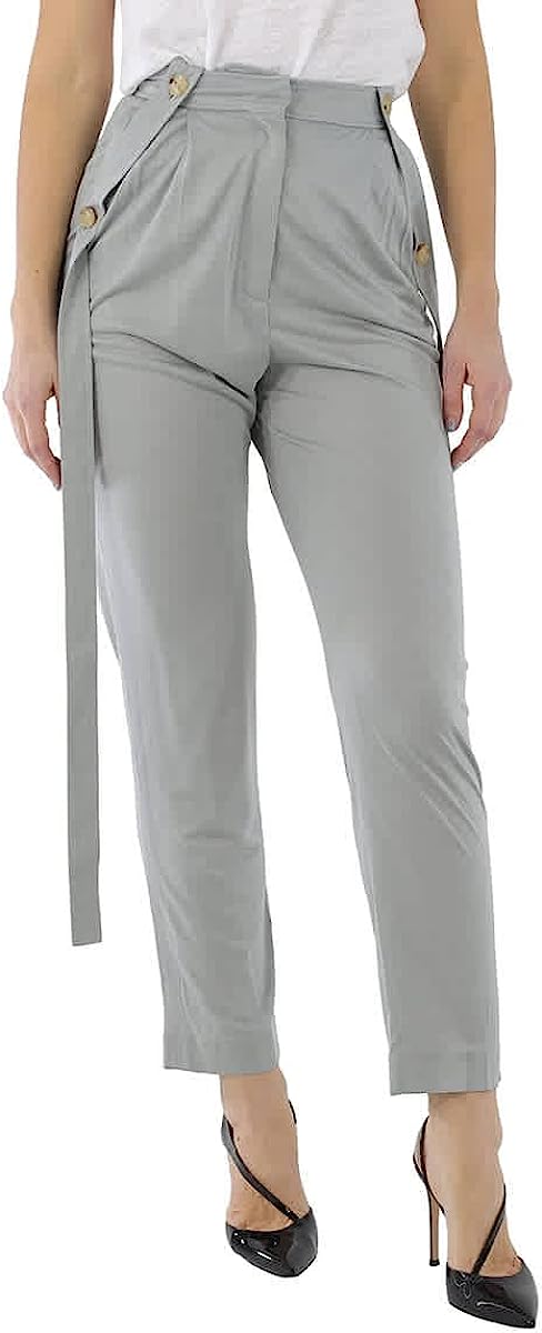 BURBERRY Ladies Heather Melange Strap Detail Jersey Tailored Trousers, Brand Size 6 (US Size 4)