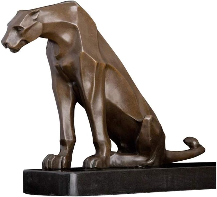 MJWDP Sculpture Bronze Abstract Leopard Statue Animal Figurine Antique Cheetah Artwork for Office Desktop Decor
