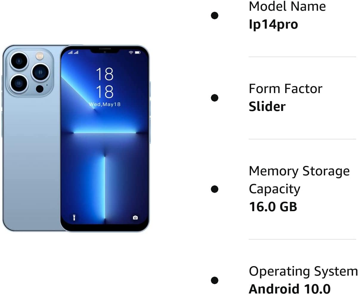 6.7Inch Unlocked Cell Phone Android Phones 2GB RAM+16GB ROM Full Screen Straight Talk Phone Dual Sim Boost Mobile Phones Smart Phones Unlocked New for Android10.0 (Blue)