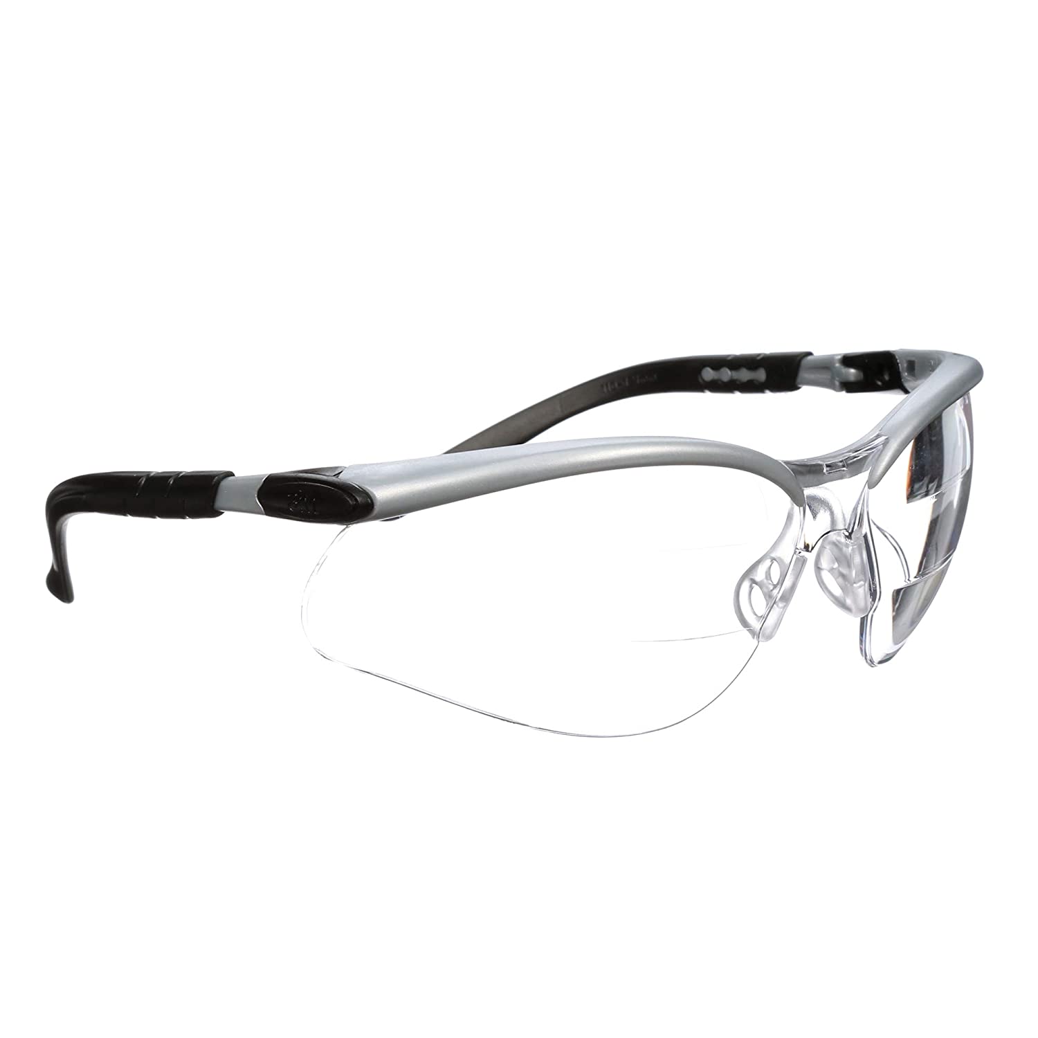 3M Safety Glasses, BX Dual Readers, +1.5, ANSI Z87, Anti-Fog Clear Lens, Gray/Black Frame, Adjustable Length Temples and Lens Angle