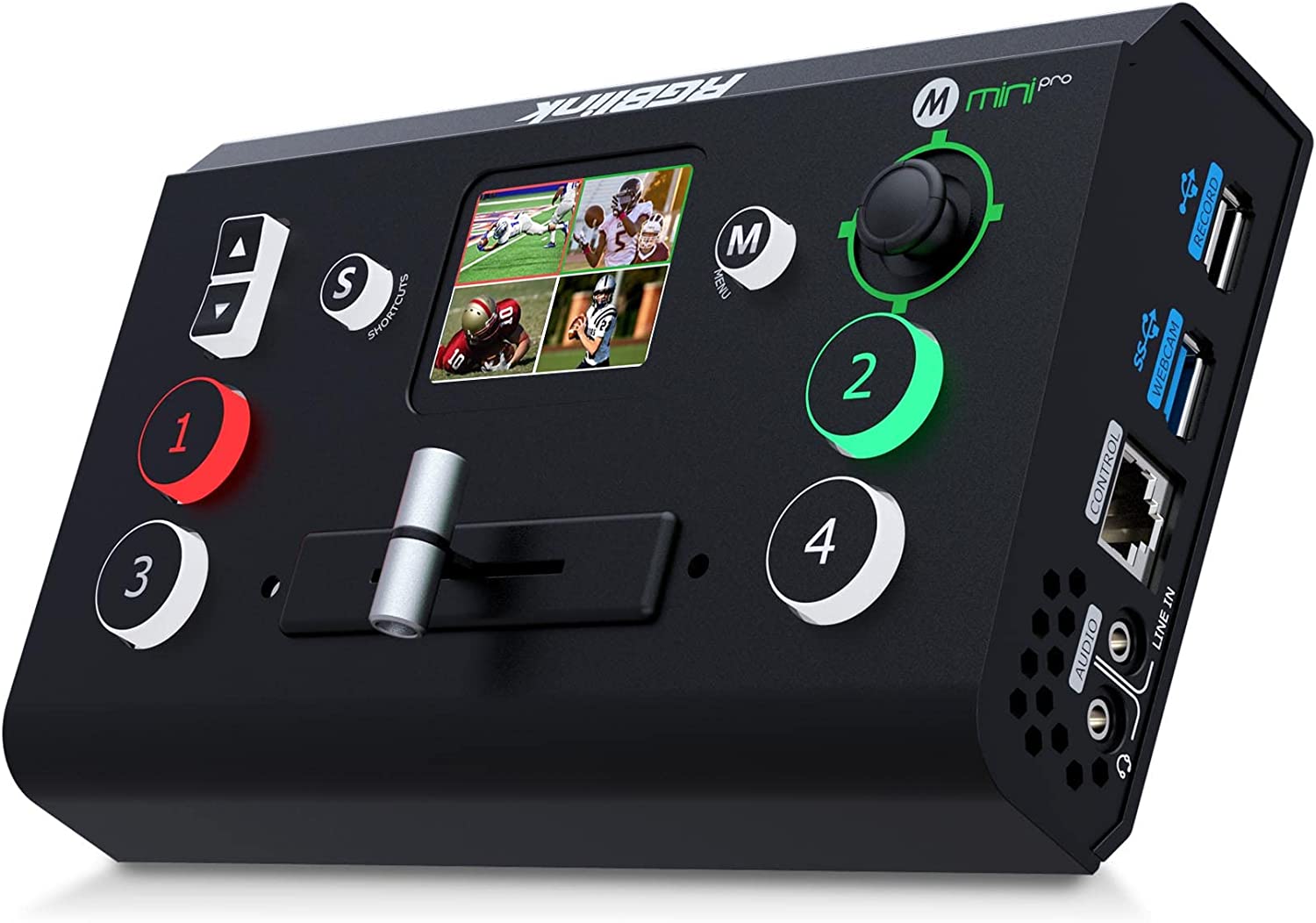 RGBlink Mini-pro Video Switcher with 4 x 4K HDMI Inputs 1HDMI/USB3.0 Outputs Multi Camera Video Mixer Switcher with 2 Inch Touch Screen Ideal for Live Streaming Worship Online Teachers Gamers