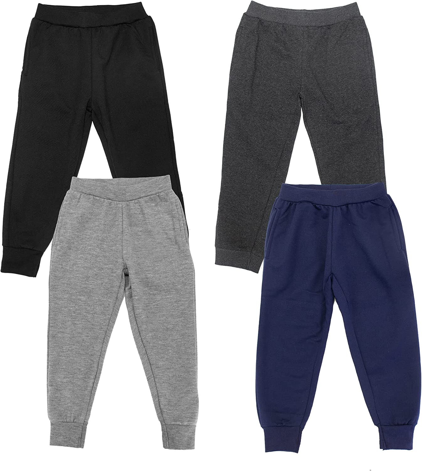 Studio 3 Boy’ Sweatpants – 4 Pack Active Fleece Jogger Pants