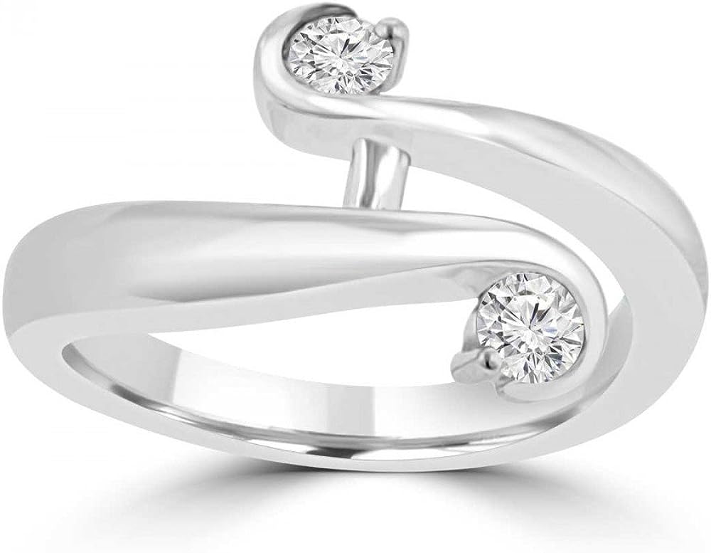 Madina Jewelry 0.26 Ct Round Cut Diamond Anniversary Wedding Band Ring in 18 kt White Gold