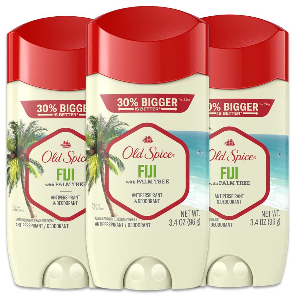 Old Spice Men's Antiperspirant & Deodorant Fiji with Palm Tree, 3.4oz, Pack of 3
