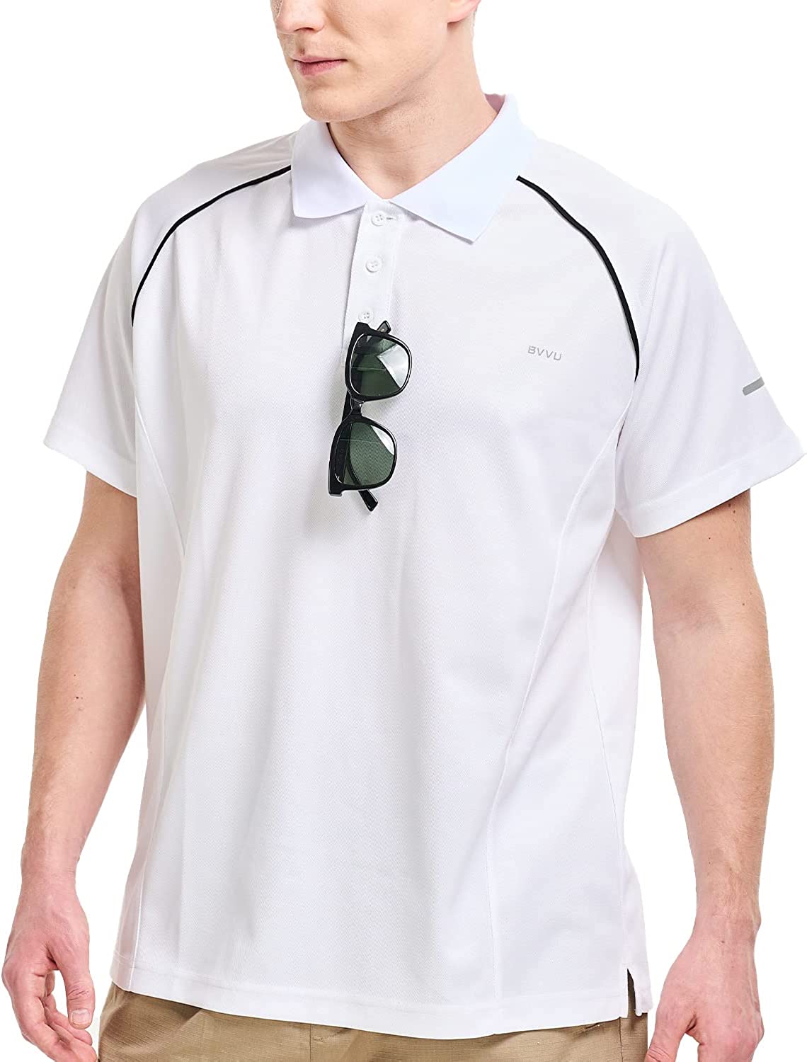 BVVU Mens Outdoor Polo Shirt Short Sleeves Performance Tactical Golf T-Shirts Athletic Moisture Wicking Casual Tees