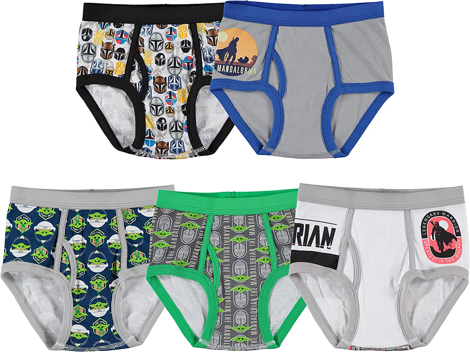 STAR WARS boys Baby Yoda Mandalorian Boys' Brief and Boxer Brief Multipacks, Sizes 2/3t, 4t, 4, 6, and 8