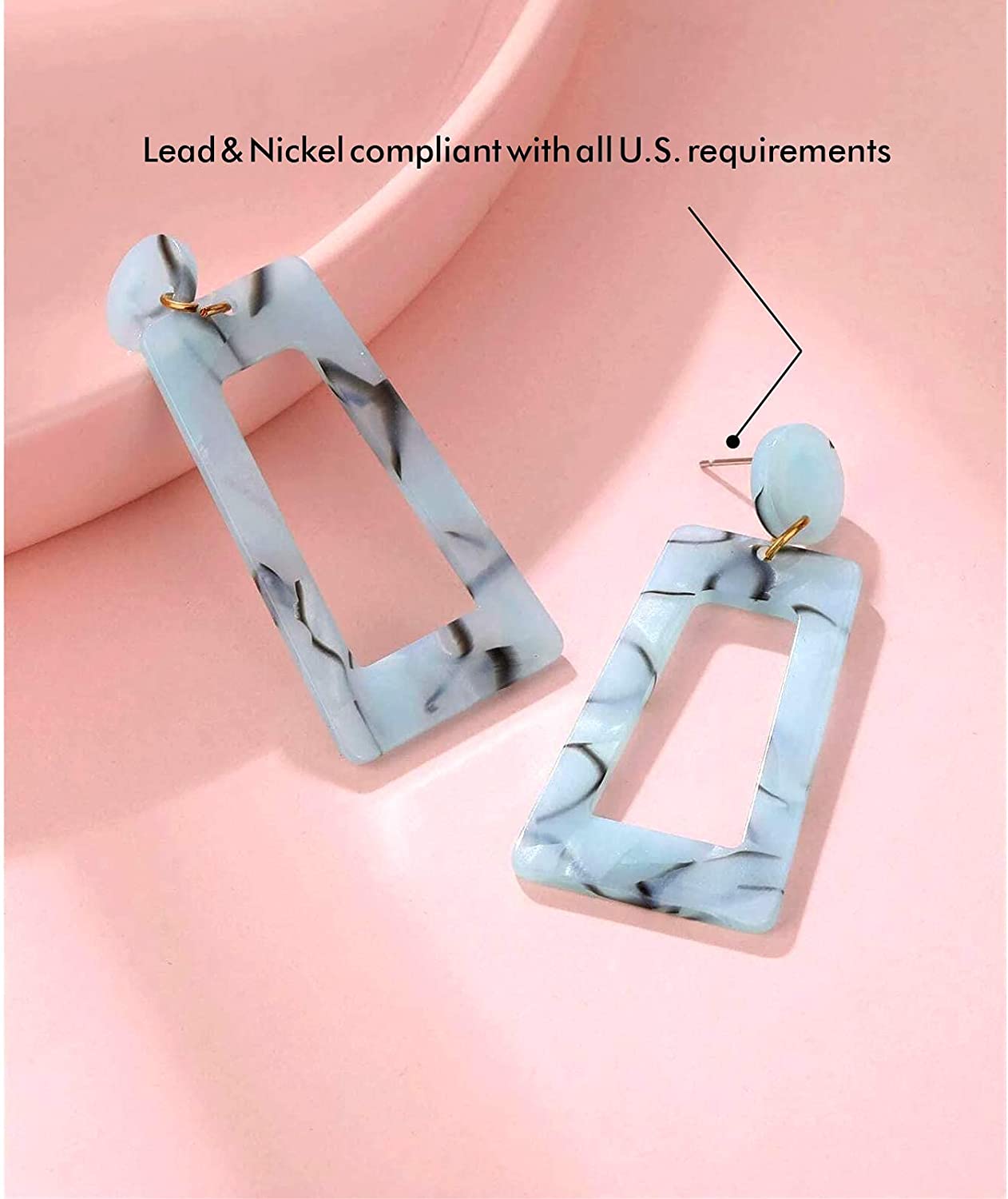 FIFATA 25 Pairs Acrylic Resin Statement Earrings Set for Women Girls Mottled Hoop Fashion Drop Dangle Jewelry Hypoallergenic for Sensitive Ears