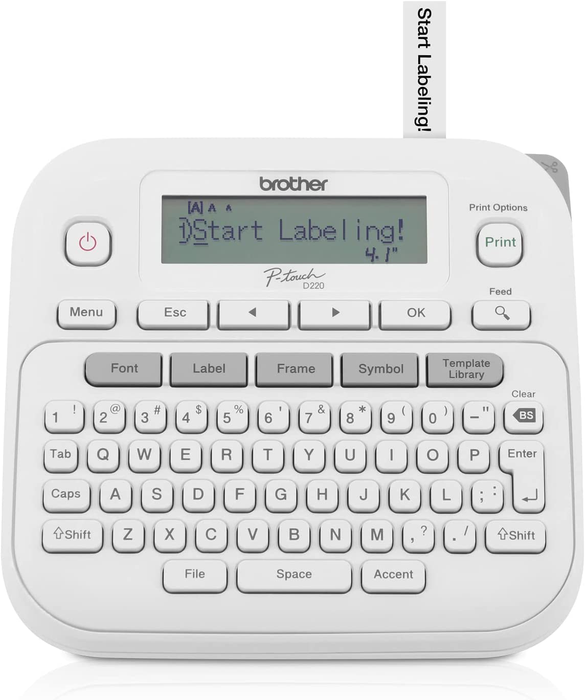 Brother P-Touch PTD220 Home/Office Everyday Label Maker | Prints TZe Label Tapes up to ~1/2 inch, White