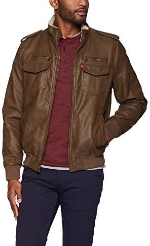 Levi's Men's Faux Leather Sherpa Aviator Bomber Jacket
