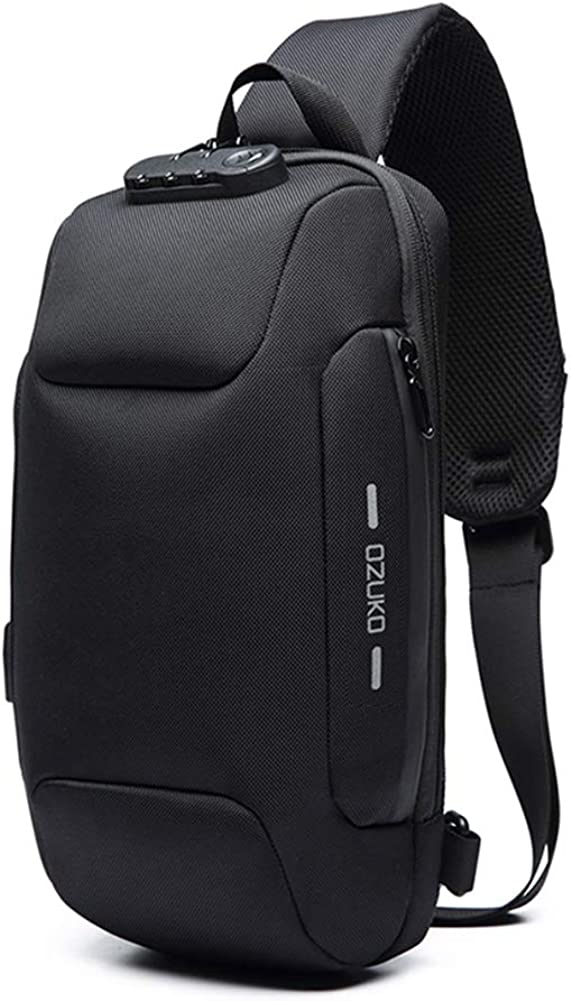 Anti Theft Sling Bag Shoulder Crossbody Backpack Waterproof Chest Bag with USB Charging Port Lightweight Casual Daypack