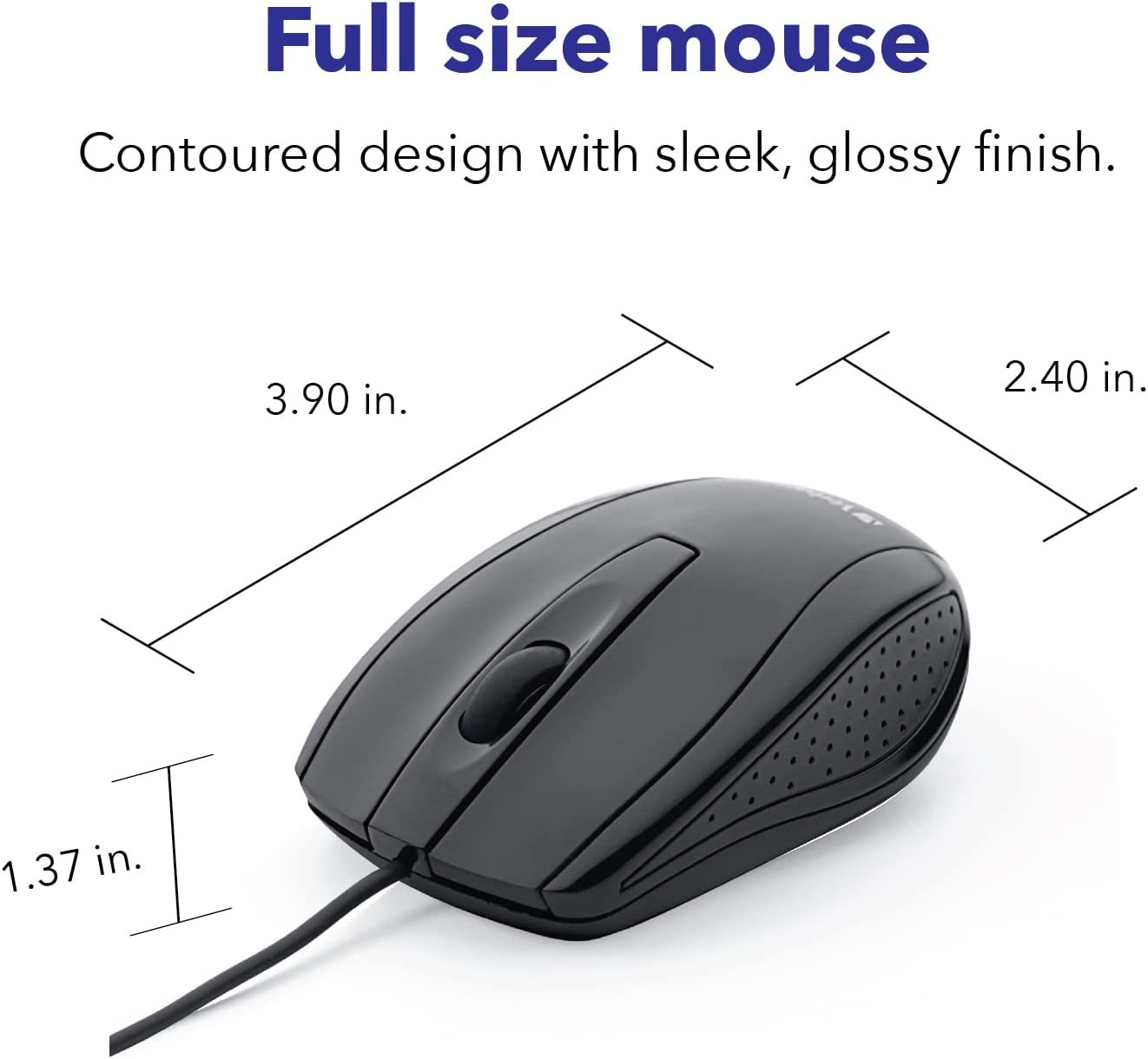 Verbatim Wired USB Computer Mouse - Corded USB Mouse for Laptops and PCs - Right or Left Hand Use, Black 98106