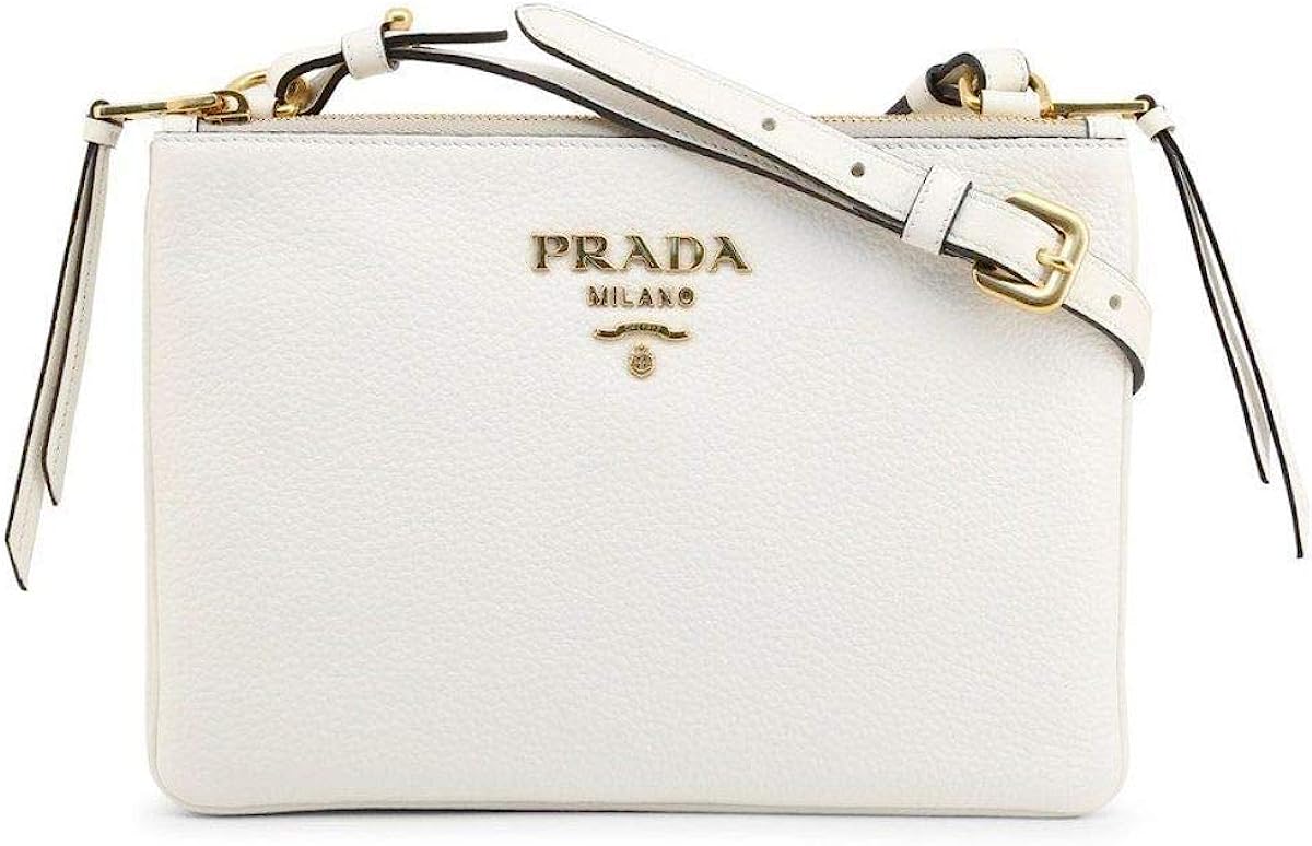 Prada White Leather Vitello Phenix Crossbody Bag 1BH046