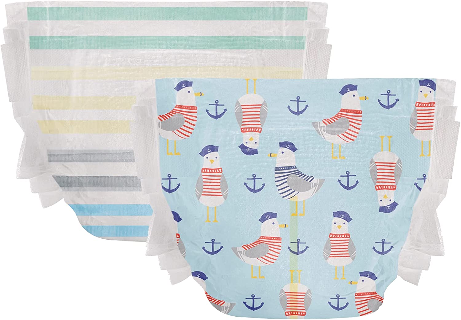 The Honest Company Clean Conscious Diapers | Plant-Based, Sustainable | Classic Stripes + Feeling Nauti | Super Club Box, Size 3 (16-28 lbs), 136 Count