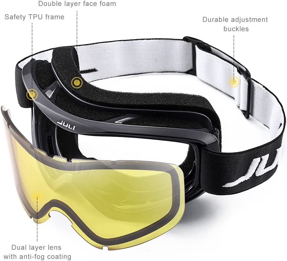 JULI Ski Goggles,Snow Snowboard Goggles for Men Women Snowmobile Skiing Skating