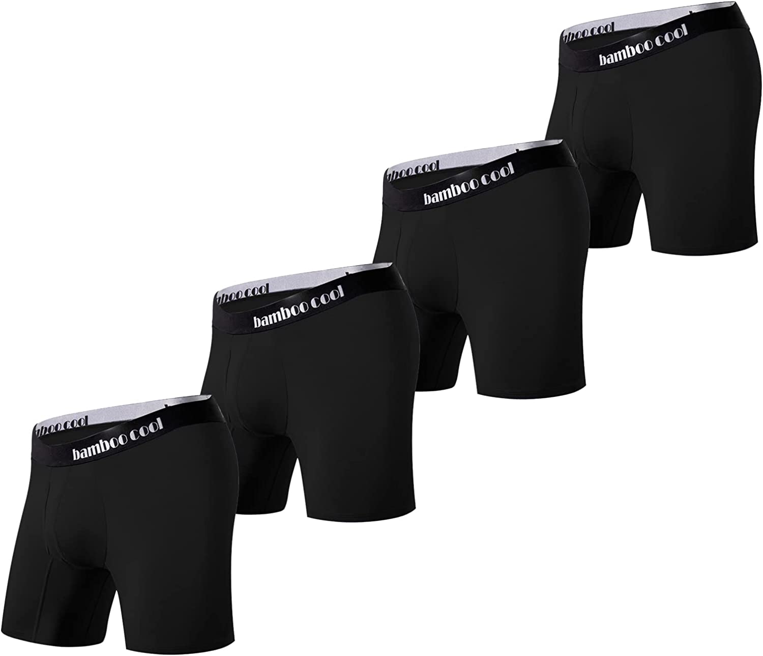 BAMBOO COOL Men’s Underwear Boxer Briefs Soft Comfortable Bamboo Viscose Underwear Trunks (4 Pack)