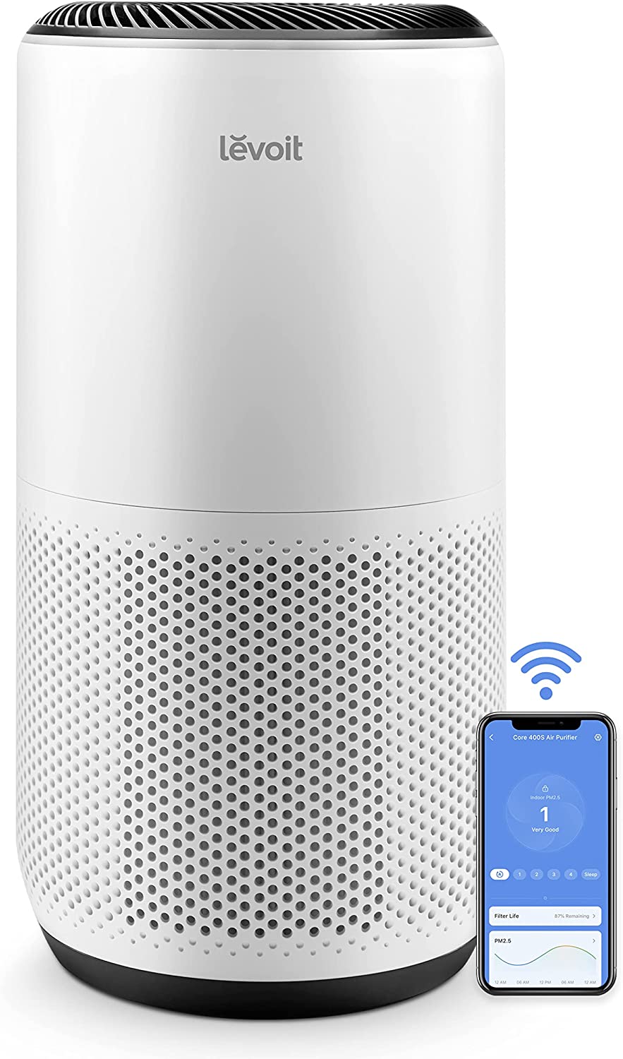 LEVOIT Air Purifiers for Home Large Room, Smart WiFi and PM2.5 Monitor H13 True HEPA Filter Removes Up to 99.97% of Particles, Pet Allergies, Smoke, Dust, Auto Mode, Alexa Control, White