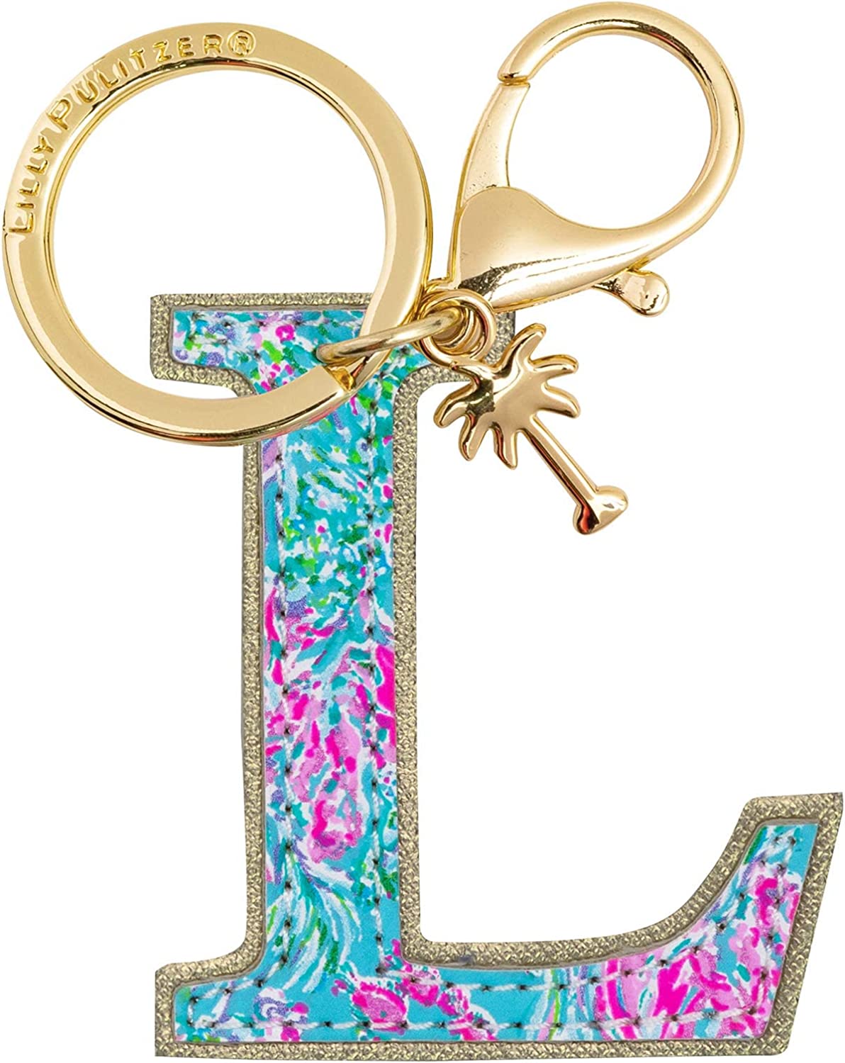 Lilly Pulitzer Leatherette Initial Keychain, Letter Bag Charm for Women