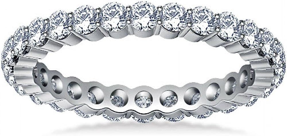 Madina Jewelry 2.00 ct Ladies Round Cut Diamond Eternity Wedding Band in 14 kt White Gold