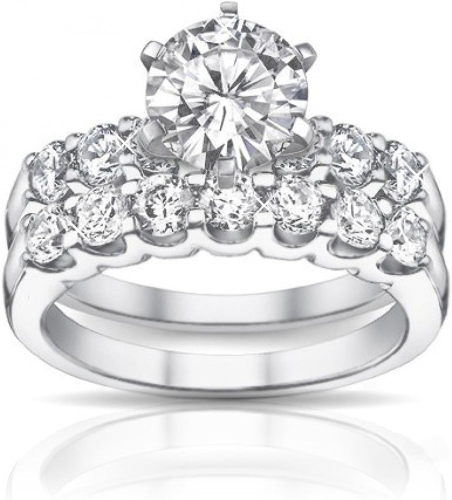 Madina Jewelry 2.05 ct Round Diamond Engagement Ring with Wedding Band in Platinum