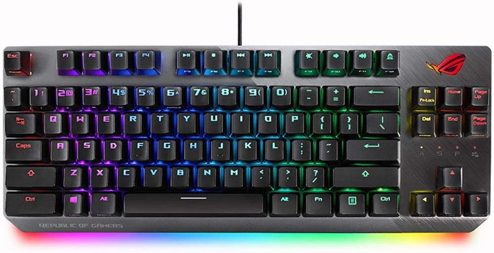 ASUS RGB Mechanical Gaming Keyboard - ROG Strix Scope TKL | Cherry MX Brown Switches | 2X Wider Ctrl Key for FPS Precision | Gaming Keyboard for PC, Black