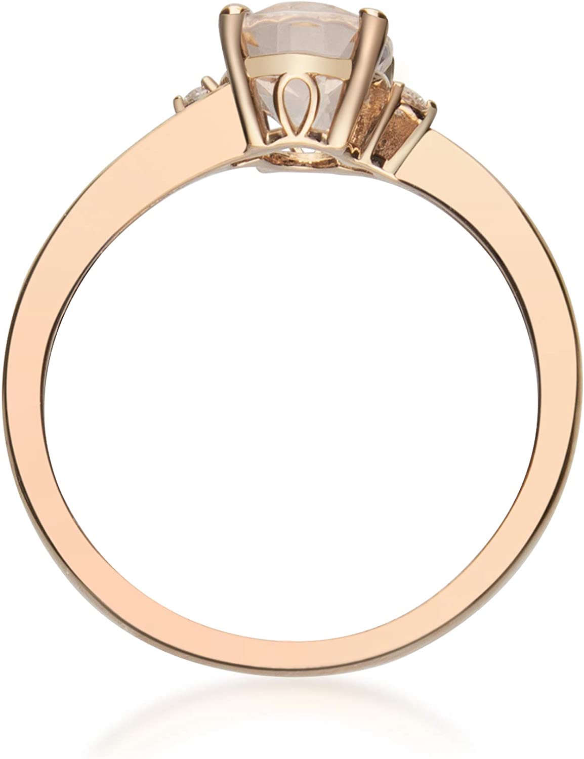 Gin and Grace 14K Rose Gold Genuine Morganite Ring with Diamonds for women | Ethically, authentically & organically sourced (Oval-cut) shaped Morganite hand-crafted jewelry for her | Morganite Ring fo